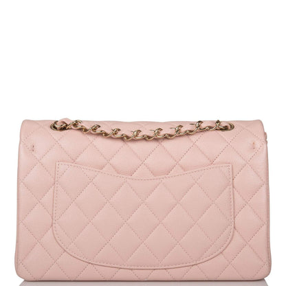 Chanel Rose Clair Quilted Caviar Small Classic Double Flap Bag Light Gold Hardware - photo 4