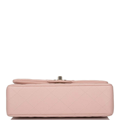 Chanel Rose Clair Quilted Caviar Small Classic Double Flap Bag Light Gold Hardware - photo 6