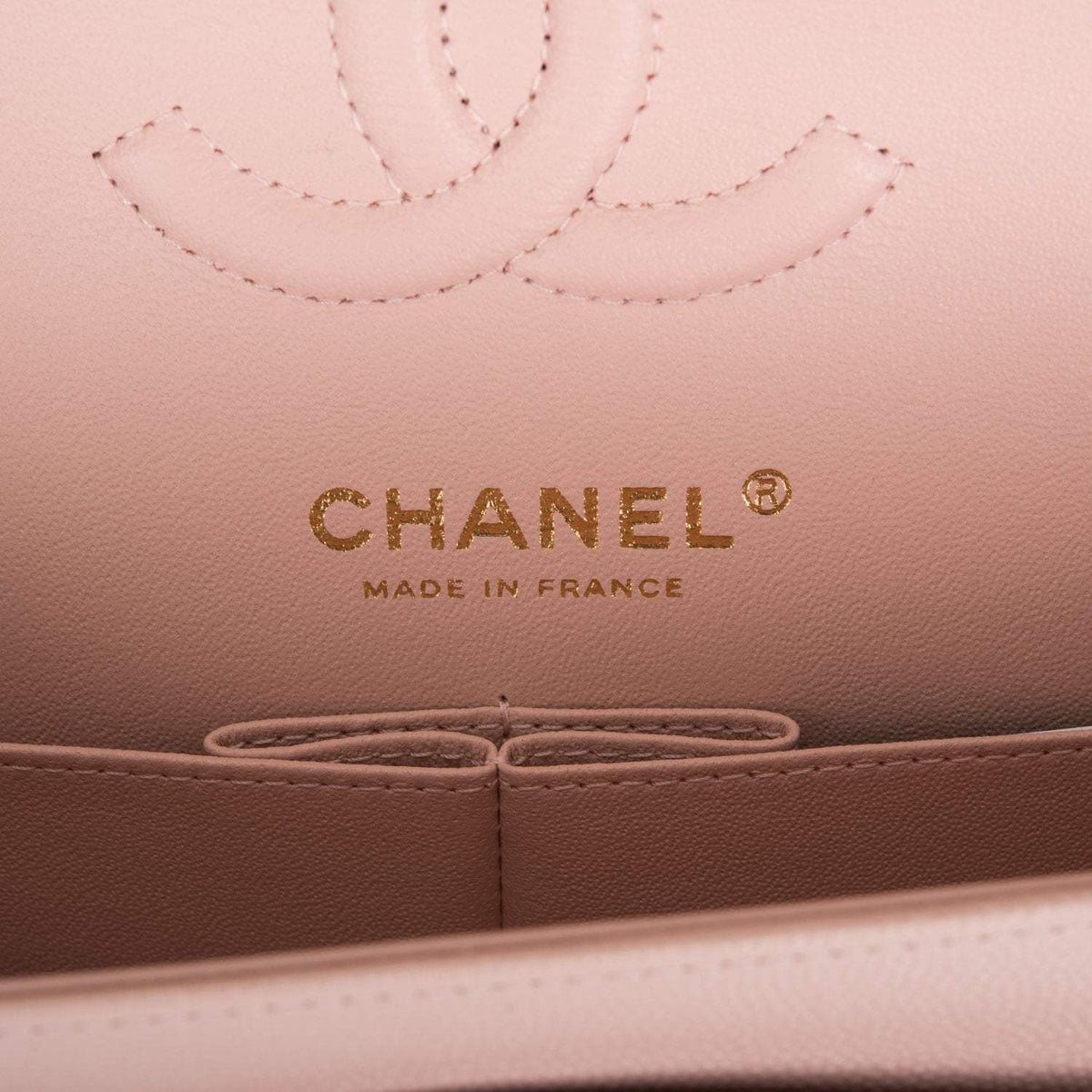 Chanel Rose Clair Quilted Caviar Small Classic Double Flap Bag Light Gold Hardware - photo 8