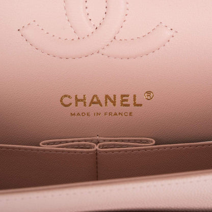 Chanel Rose Clair Quilted Caviar Small Classic Double Flap Bag Light Gold Hardware - photo 8