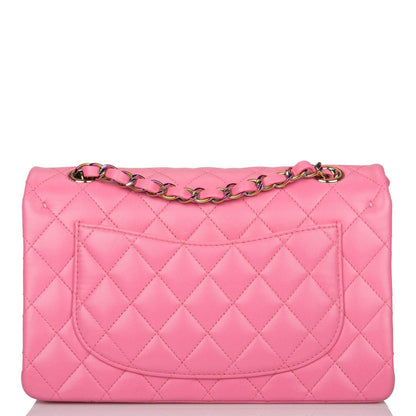Chanel Pink Quilted Lambskin Small Classic Double Flap Bag Rainbow Hardware - image 4