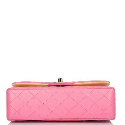 Chanel Pink Quilted Lambskin Small Classic Double Flap Bag Rainbow Hardware - image 6