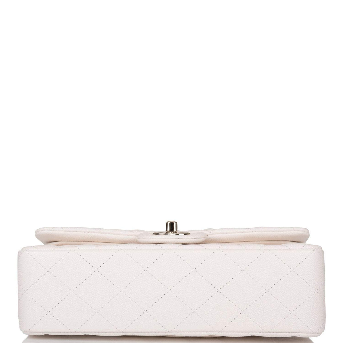 Chanel White Quilted Caviar Small Classic Double Flap Bag Light Gold Hardware - photo 5