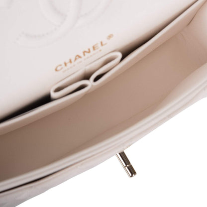 Chanel White Quilted Caviar Small Classic Double Flap Bag Light Gold Hardware - photo 8