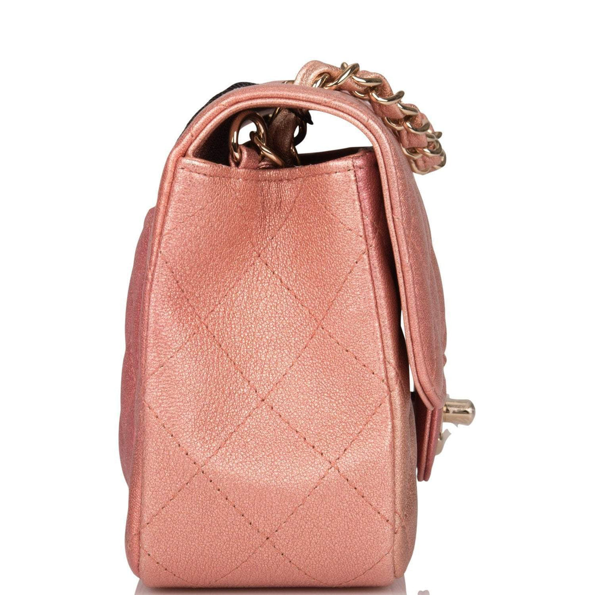 Chanel Pink Ombre Quilted Metallic Lambskin Rectangular Mini Classic Flap Bag Light Gold Hardware - image 3