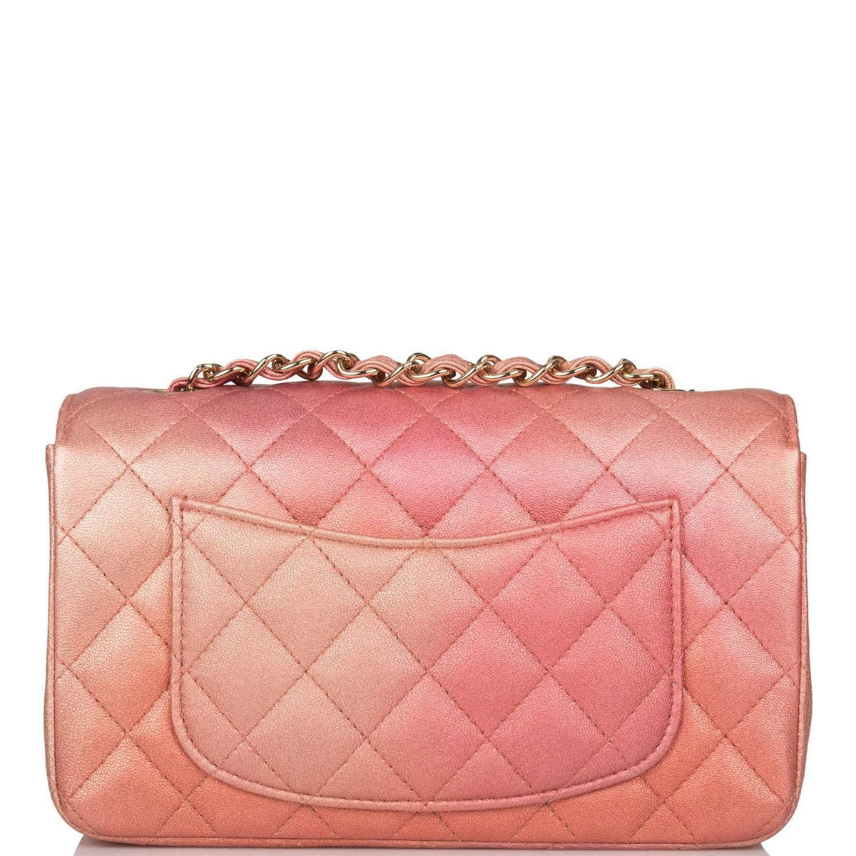 Chanel Pink Ombre Quilted Metallic Lambskin Rectangular Mini Classic Flap Bag Light Gold Hardware - image 4