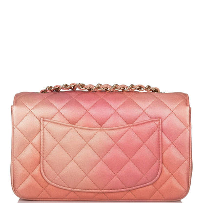 Chanel Pink Ombre Quilted Metallic Lambskin Rectangular Mini Classic Flap Bag Light Gold Hardware - image 4