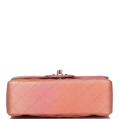 Chanel Pink Ombre Quilted Metallic Lambskin Rectangular Mini Classic Flap Bag Light Gold Hardware - image 6