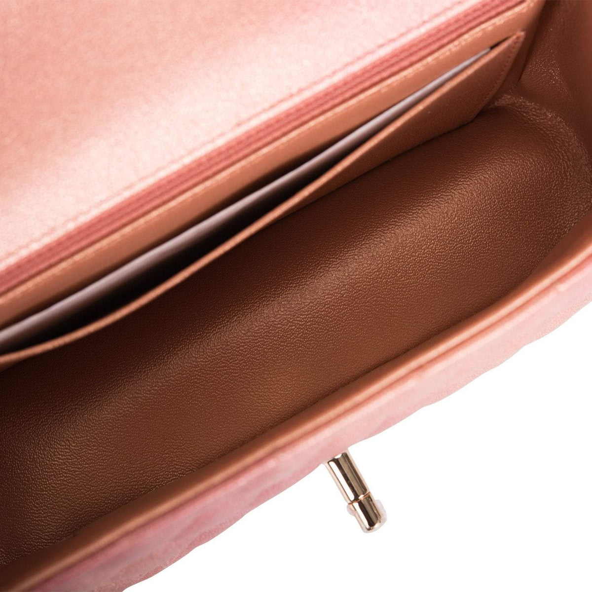 Chanel Pink Ombre Quilted Metallic Lambskin Rectangular Mini Classic Flap Bag Light Gold Hardware - image 8