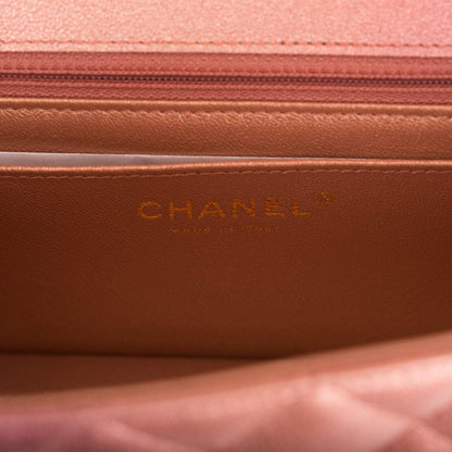 Chanel Pink Ombre Quilted Metallic Lambskin Rectangular Mini Classic Flap Bag Light Gold Hardware - image 9