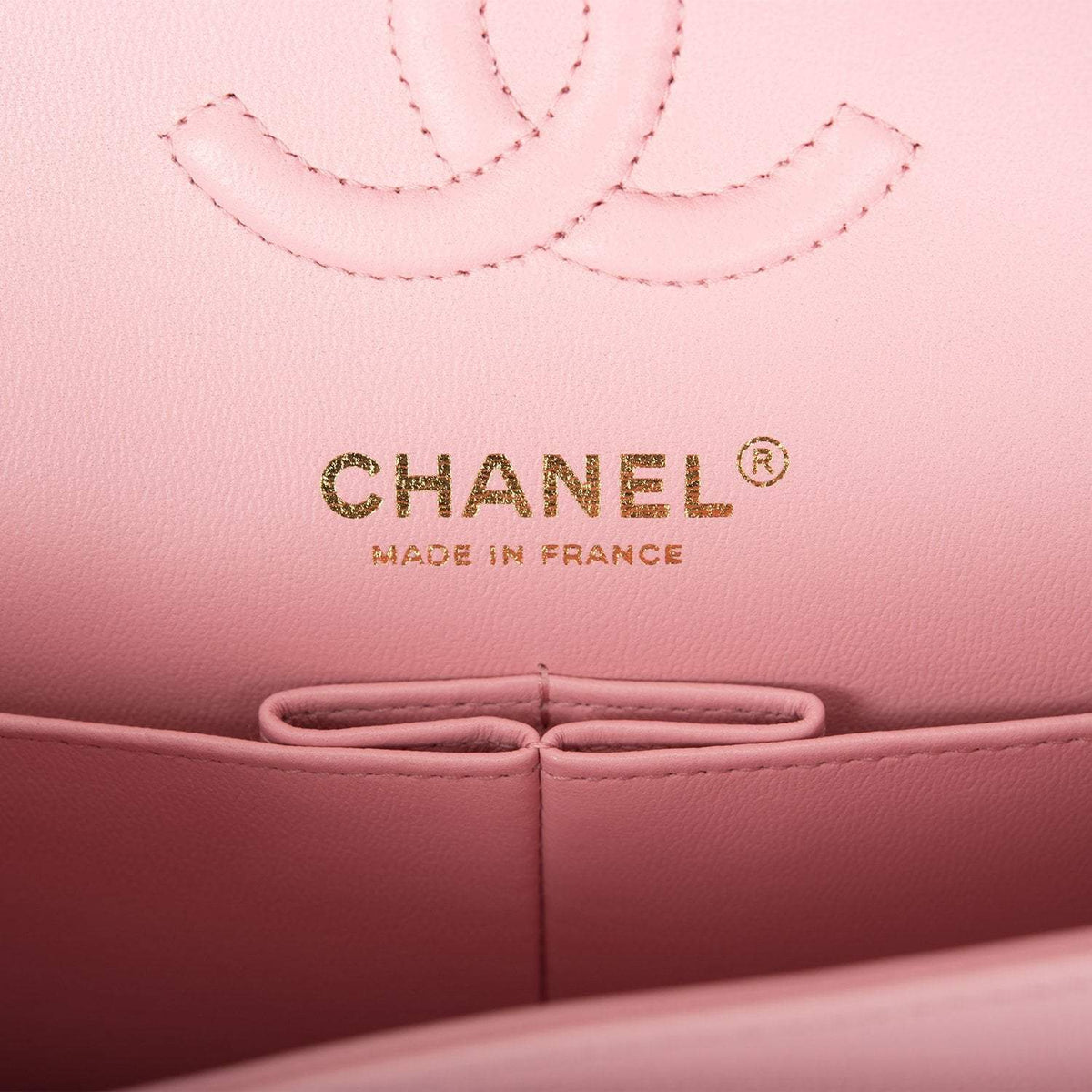 Chanel Pink Chevron Caviar Small Classic Double Flap Bag Light Gold Hardware - photo 9