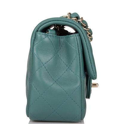Chanel Mini Rectangular Flap Bag Green Lambskin Light Gold Hardware - image 3