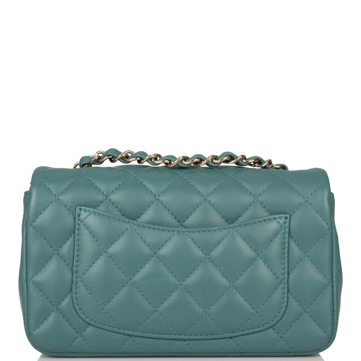 Chanel Mini Rectangular Flap Bag Green Lambskin Light Gold Hardware - image 4
