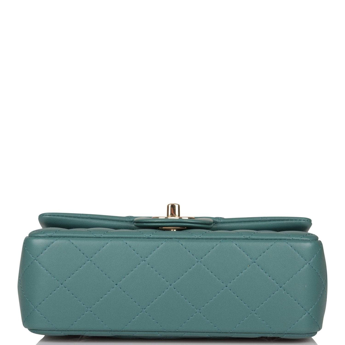Chanel Mini Rectangular Flap Bag Green Lambskin Light Gold Hardware - image 6