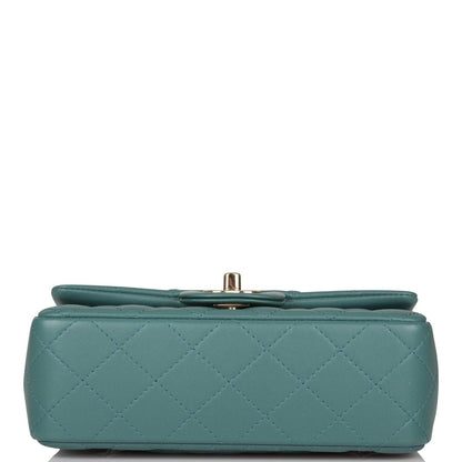 Chanel Mini Rectangular Flap Bag Green Lambskin Light Gold Hardware - image 6
