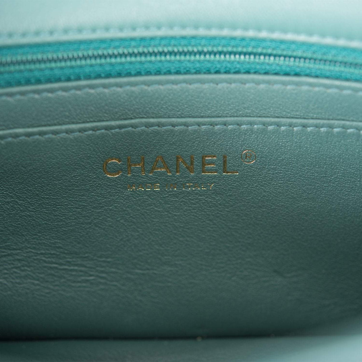 Chanel Mini Rectangular Flap Bag Green Lambskin Light Gold Hardware - image 8