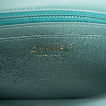 Chanel Mini Rectangular Flap Bag Green Lambskin Light Gold Hardware - image 8