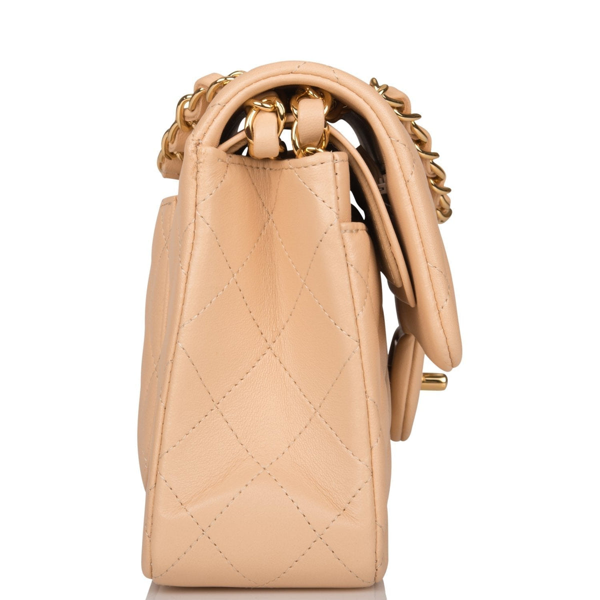 Chanel Small Classic Double Flap Bag Beige Lambskin Gold Hardware - photo 3