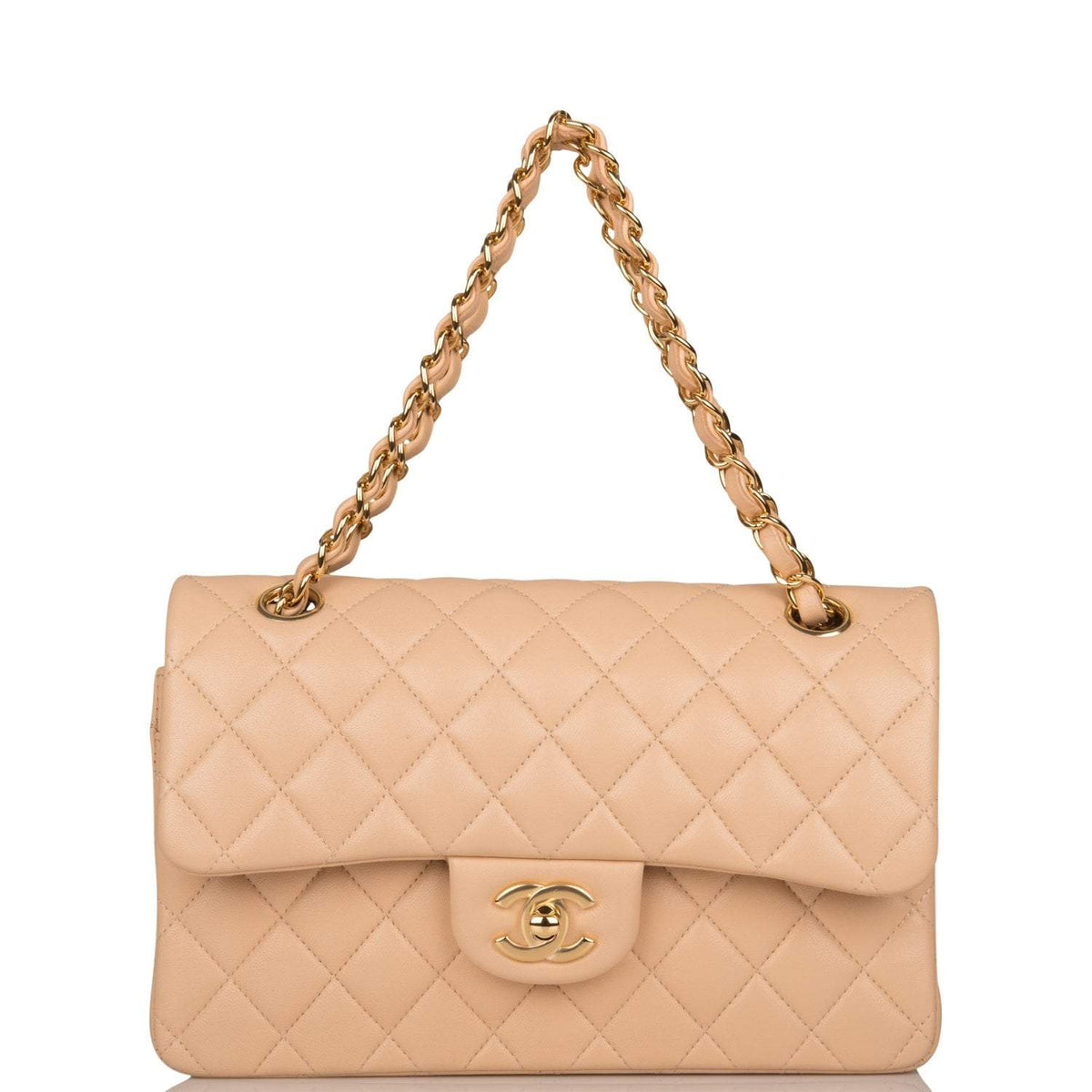 Chanel Small Classic Double Flap Bag Beige Lambskin Gold Hardware - photo 7