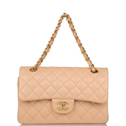 Chanel Small Classic Double Flap Bag Beige Lambskin Gold Hardware - photo 7