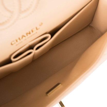 Chanel Small Classic Double Flap Bag Beige Lambskin Gold Hardware - photo 9