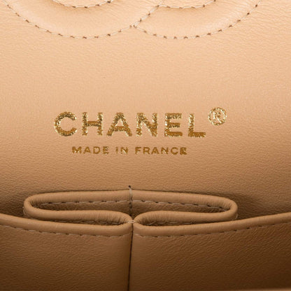 Chanel Small Classic Double Flap Bag Beige Lambskin Gold Hardware - photo 8
