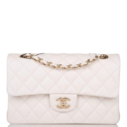 Chanel Small Classic Double Flap White Caviar Light Gold Hardware - image 1