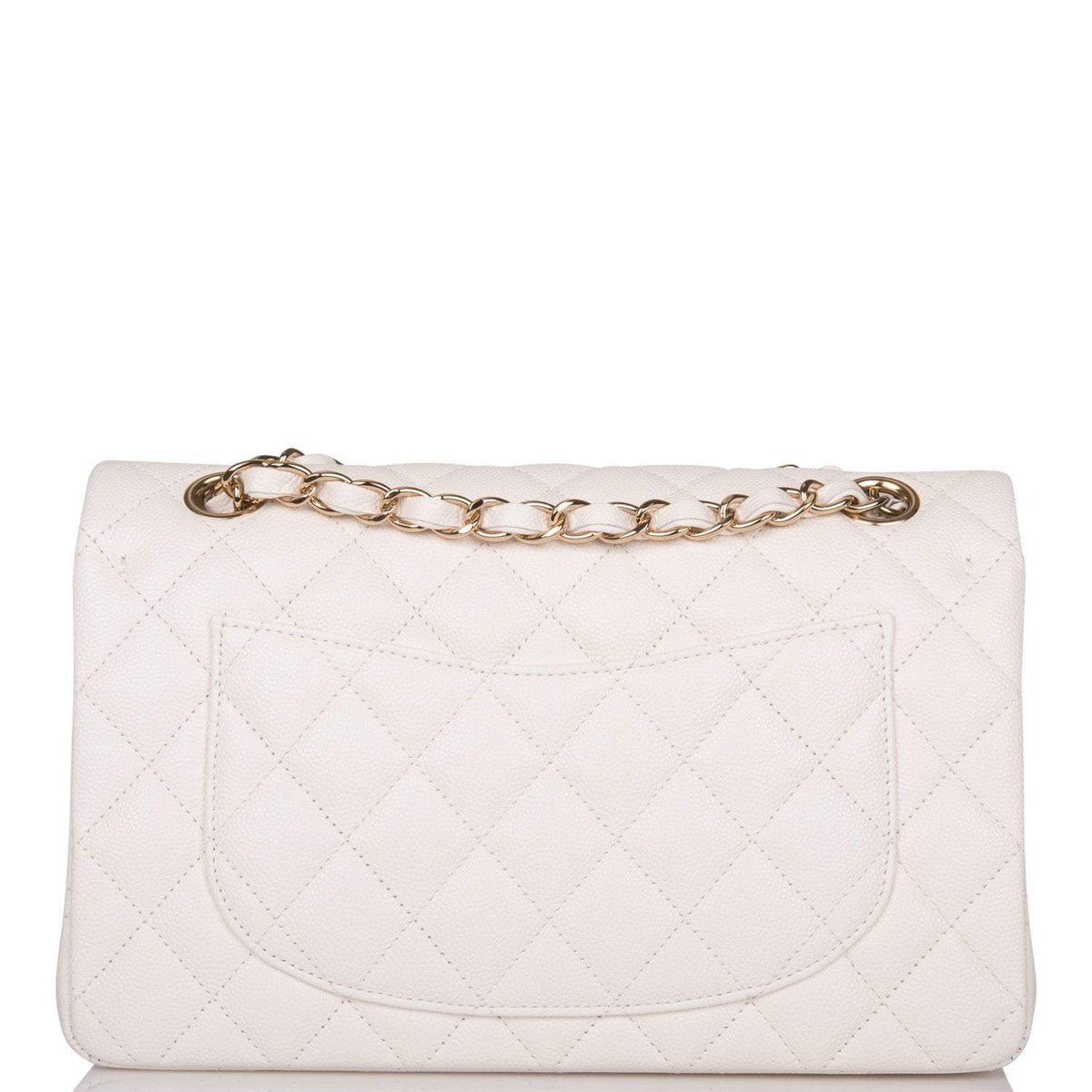 Chanel Small Classic Double Flap White Caviar Light Gold Hardware - image 4