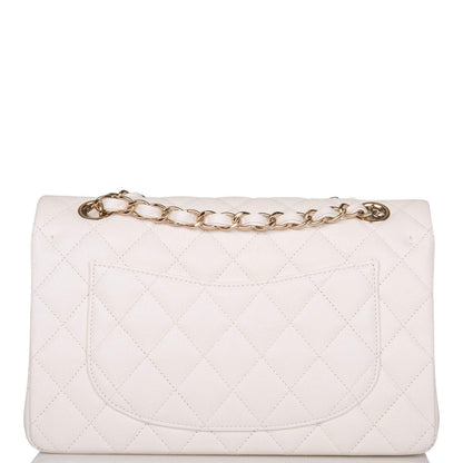 Chanel Small Classic Double Flap White Caviar Light Gold Hardware - image 4
