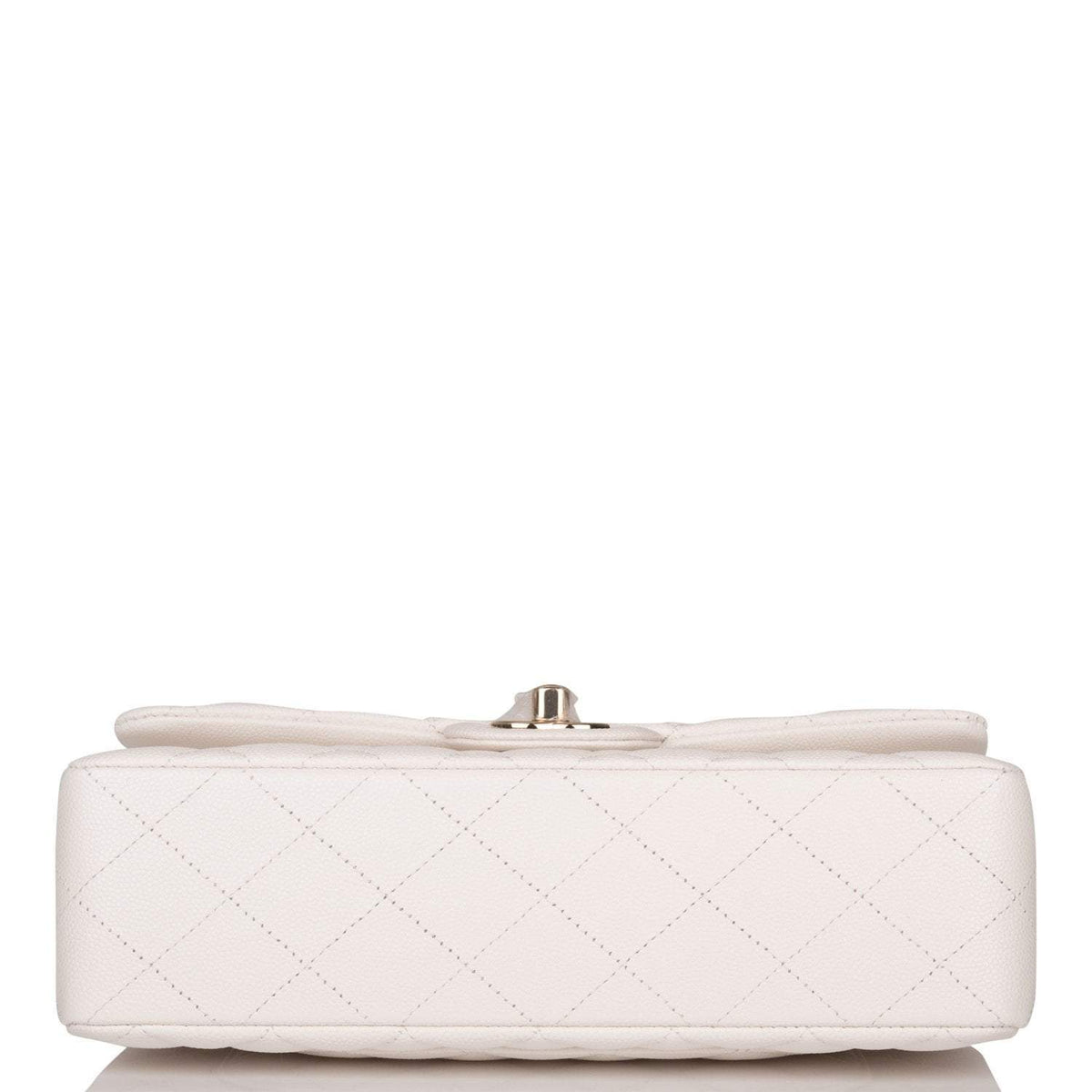 Chanel Small Classic Double Flap White Caviar Light Gold Hardware - image 6