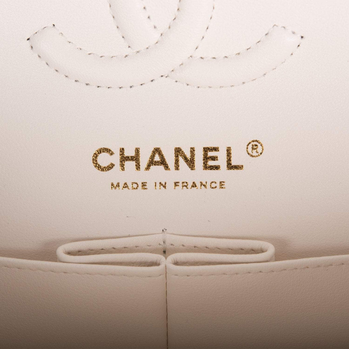 Chanel Small Classic Double Flap White Caviar Light Gold Hardware - image 8