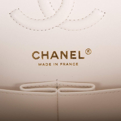 Chanel Small Classic Double Flap White Caviar Light Gold Hardware - image 8