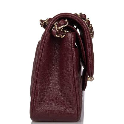 Chanel Burgundy Quilted Caviar Small Classic Double Flap Bag Light Gold Hardware - photo 4