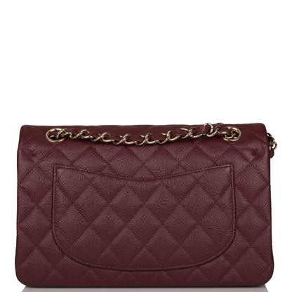 Chanel Burgundy Quilted Caviar Small Classic Double Flap Bag Light Gold Hardware - photo 5