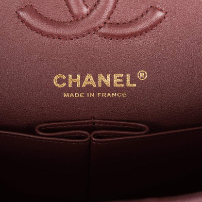 Chanel Burgundy Quilted Caviar Small Classic Double Flap Bag Light Gold Hardware - photo 8