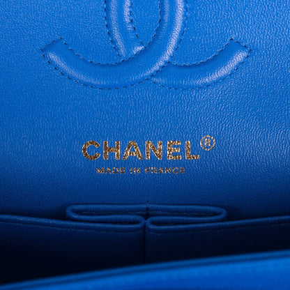 Chanel Blue Chevron Caviar Small Classic Double Flap Bag Light Gold Hardware - photo 9