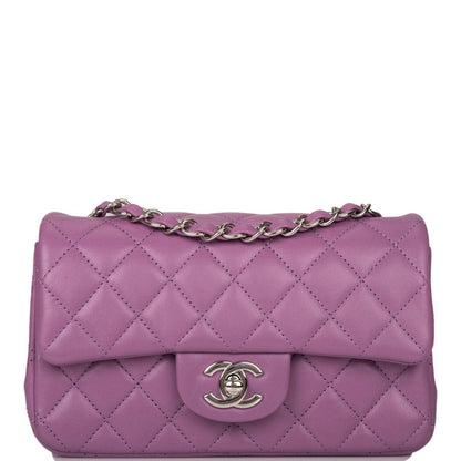 Chanel Purple Quilted Lambskin Rectangular Mini Classic Flap Bag Silver Hardware - image 1