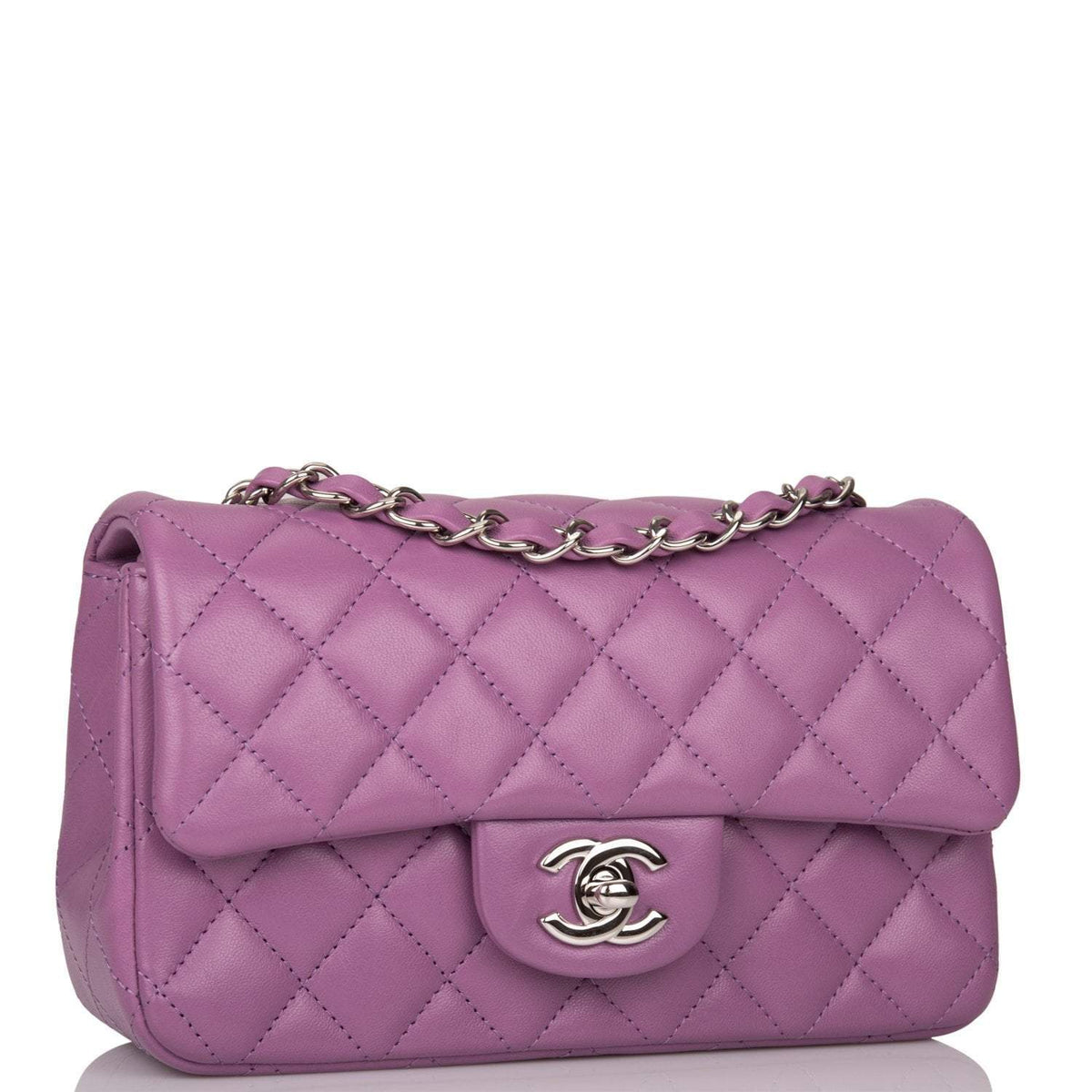 Chanel Purple Quilted Lambskin Rectangular Mini Classic Flap Bag Silver Hardware - image 2