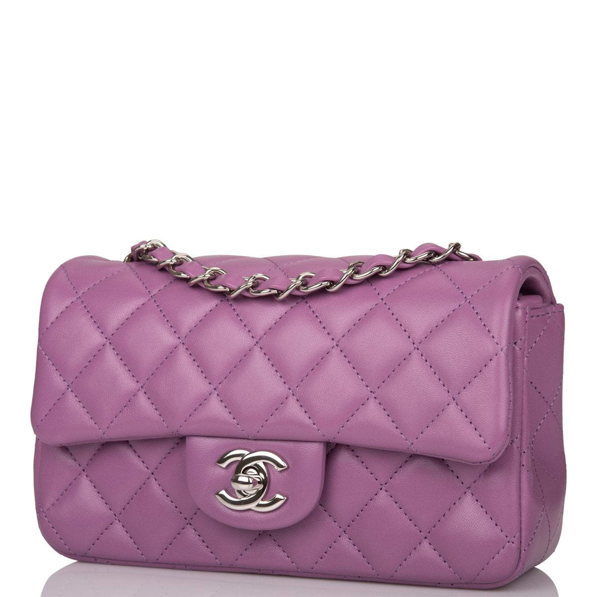 Chanel Purple Quilted Lambskin Rectangular Mini Classic Flap Bag Silver Hardware - image 5