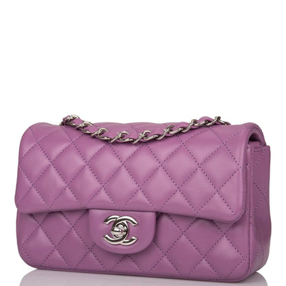 Chanel Purple Quilted Lambskin Rectangular Mini Classic Flap Bag Silver Hardware - image 5