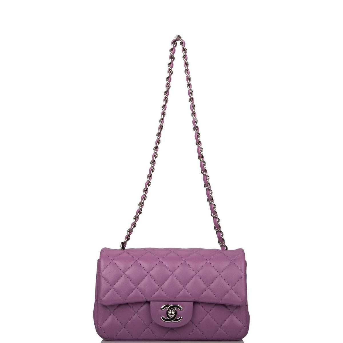 Chanel Purple Quilted Lambskin Rectangular Mini Classic Flap Bag Silver Hardware - image 7