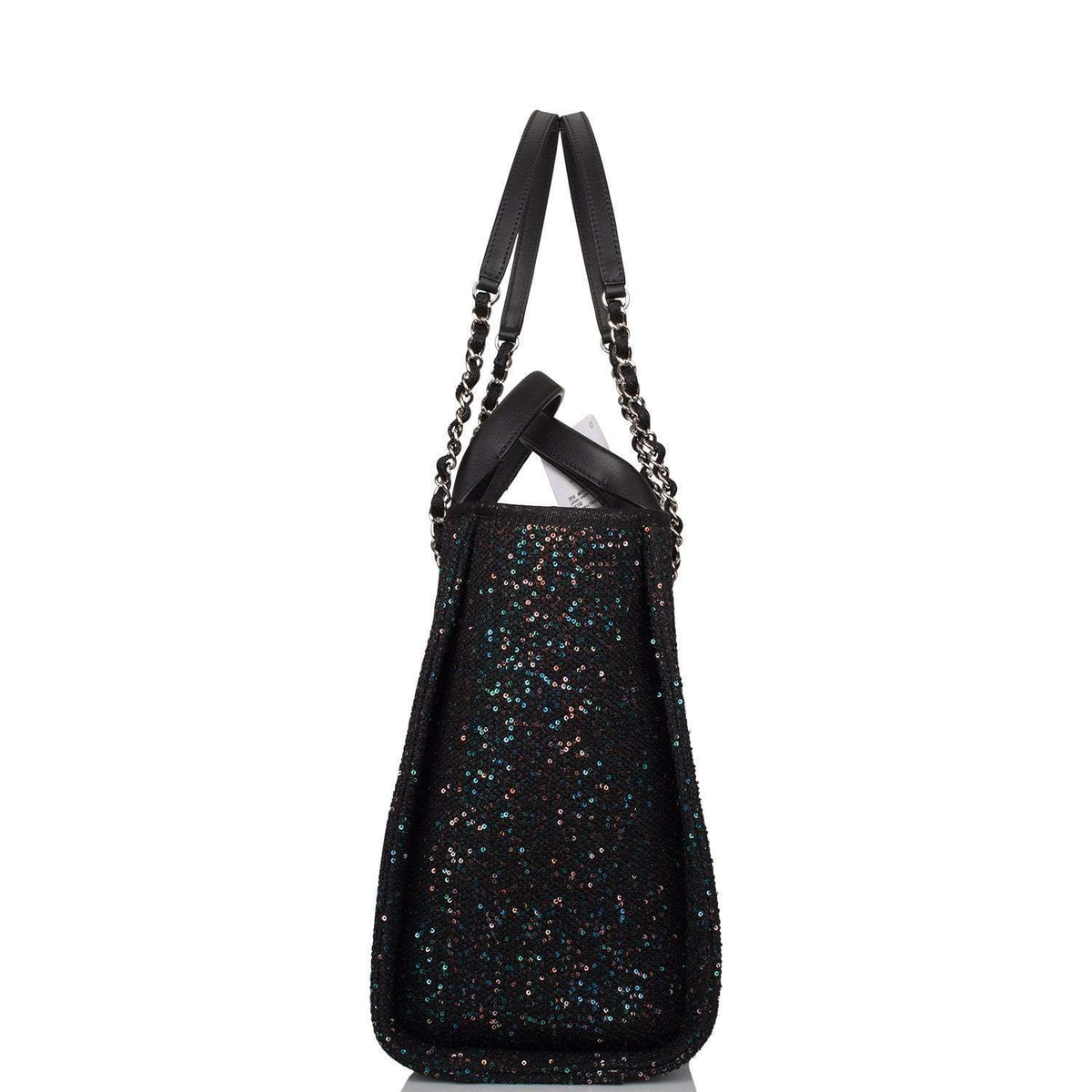 Chanel Black Canvas and Sequins Small Deauville Shopping Bag Silver Hardware - photo 3