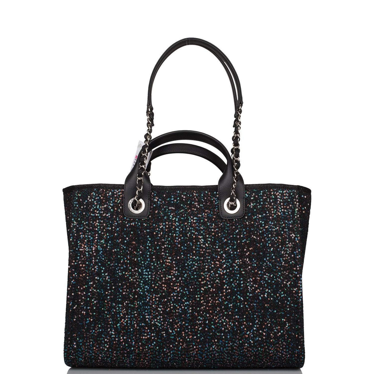 Chanel Black Canvas and Sequins Small Deauville Shopping Bag Silver Hardware - photo 4