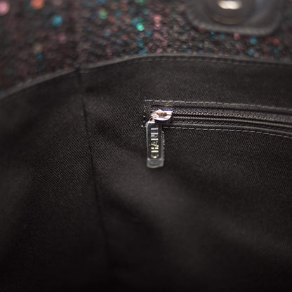 Chanel Black Canvas and Sequins Small Deauville Shopping Bag Silver Hardware - photo 8