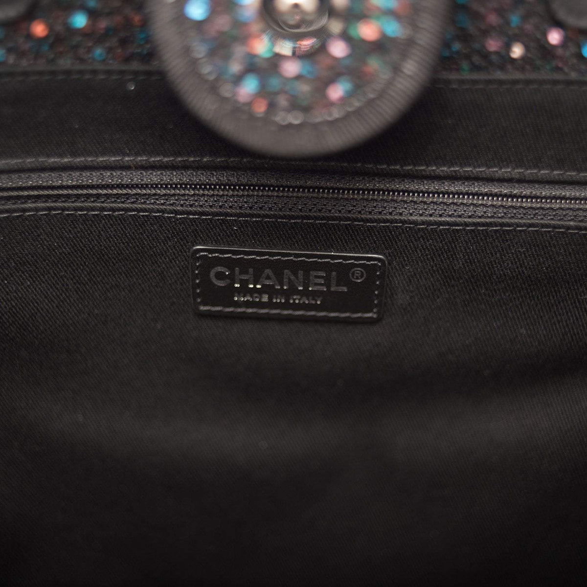 Chanel Black Canvas and Sequins Small Deauville Shopping Bag Silver Hardware - photo 9