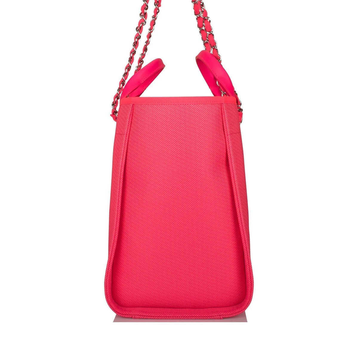Chanel Neon Pink and Orange Mixed Fibers Large Deauville Shopping Bag Silver Hardware - photo 3