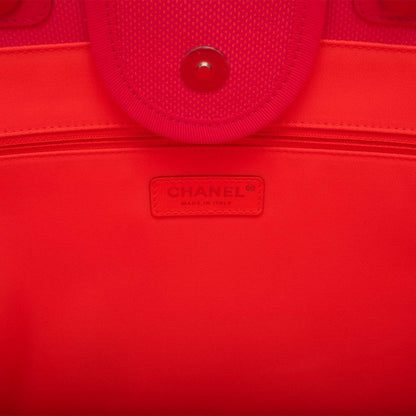 Chanel Neon Pink and Orange Mixed Fibers Large Deauville Shopping Bag Silver Hardware - photo 9