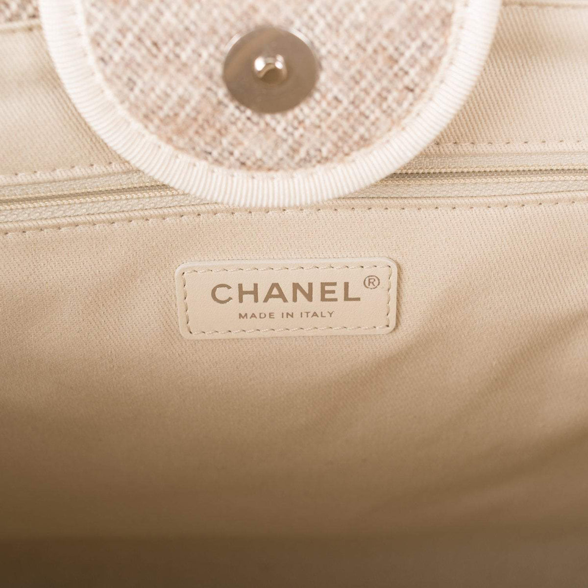 Chanel Beige Wool Large Deauville Shopping Bag Silver Hardware - photo 8