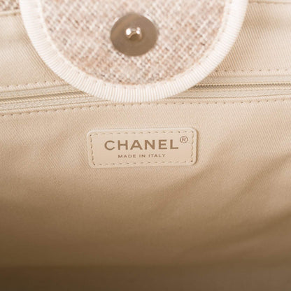 Chanel Beige Wool Large Deauville Shopping Bag Silver Hardware - photo 8