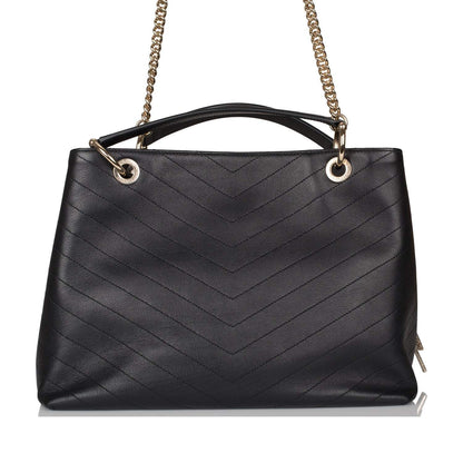 Chanel Black Calfskin Chevron Chic Tote Bag Light Gold Hardware - image 4